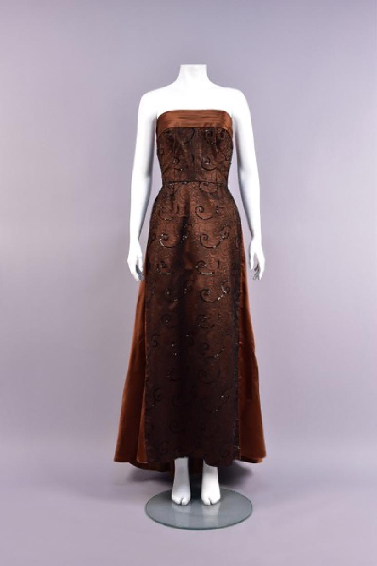 DON LOPER STRAPLESS SILK EVENING GOWN, 1950s (1 of 5)