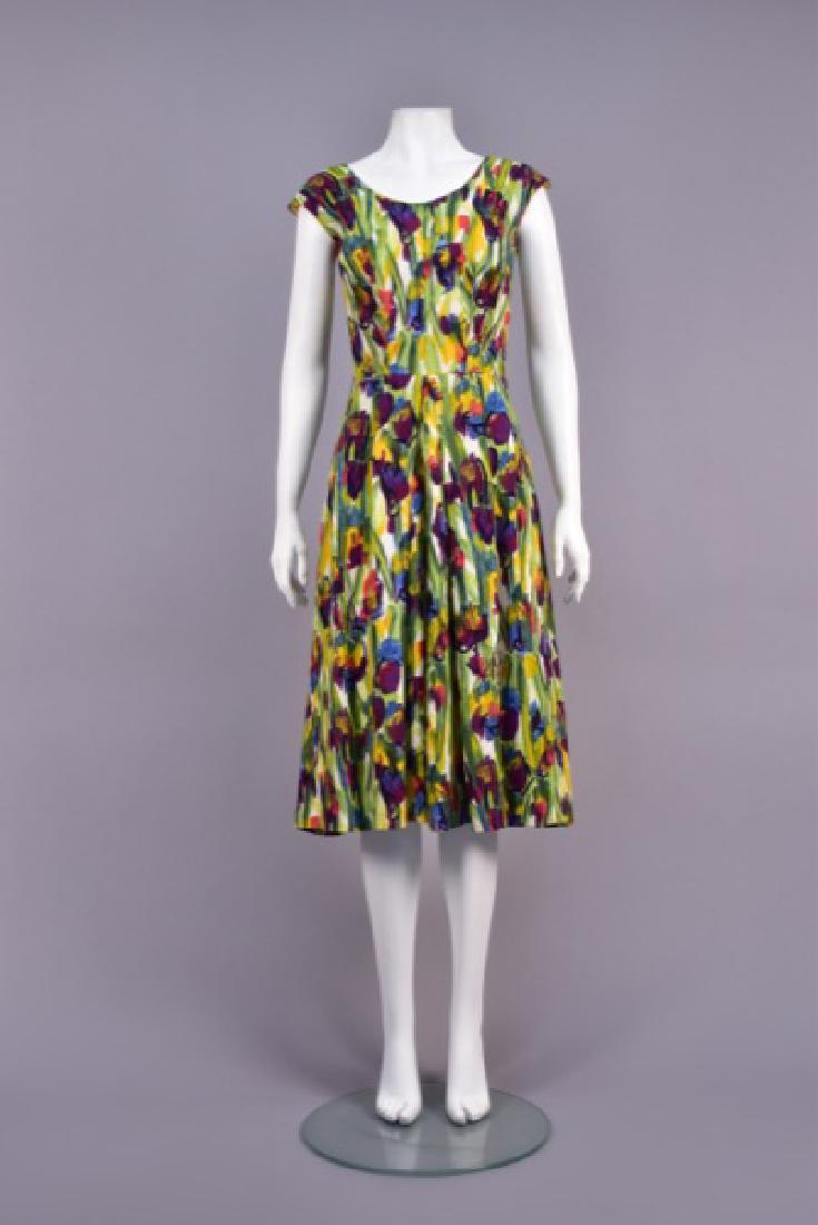 TWO FLORAL PRINTED SUMMER DRESSES, MID 20th C. (1 of 4)