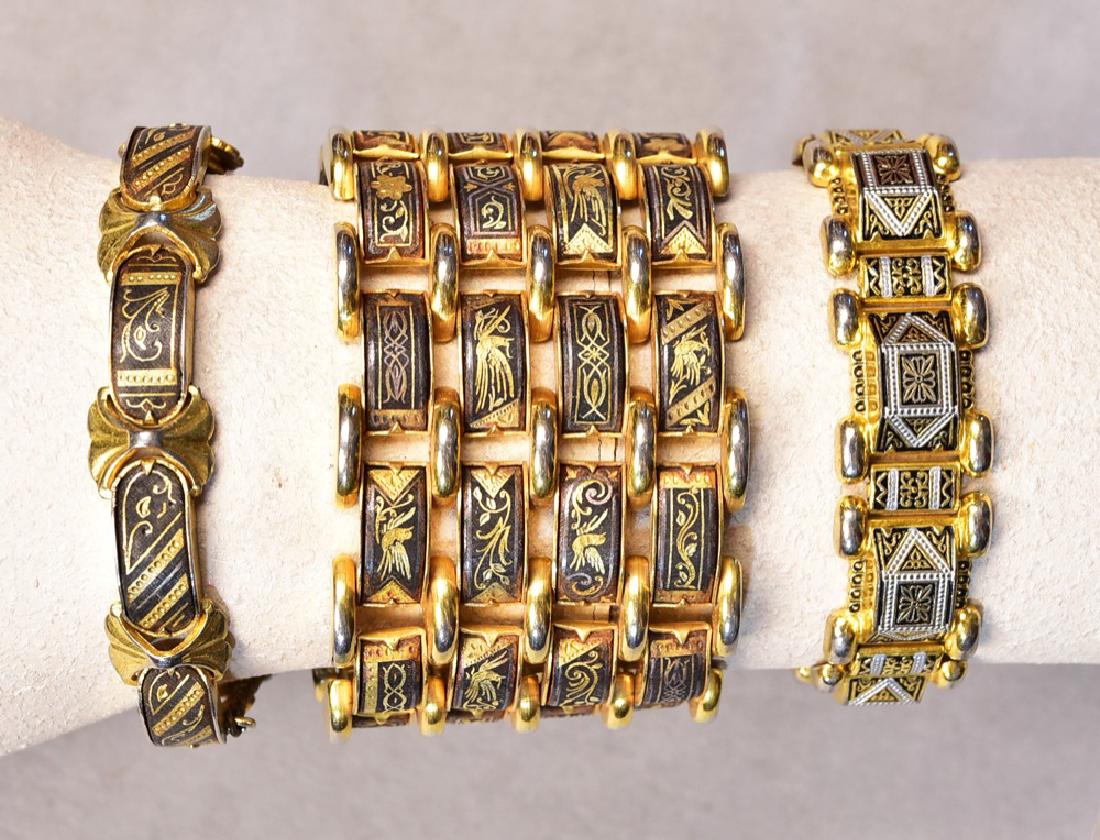 THREE VINTAGE DAMASCENE JEWELRY BRACELETS (1 of 2)