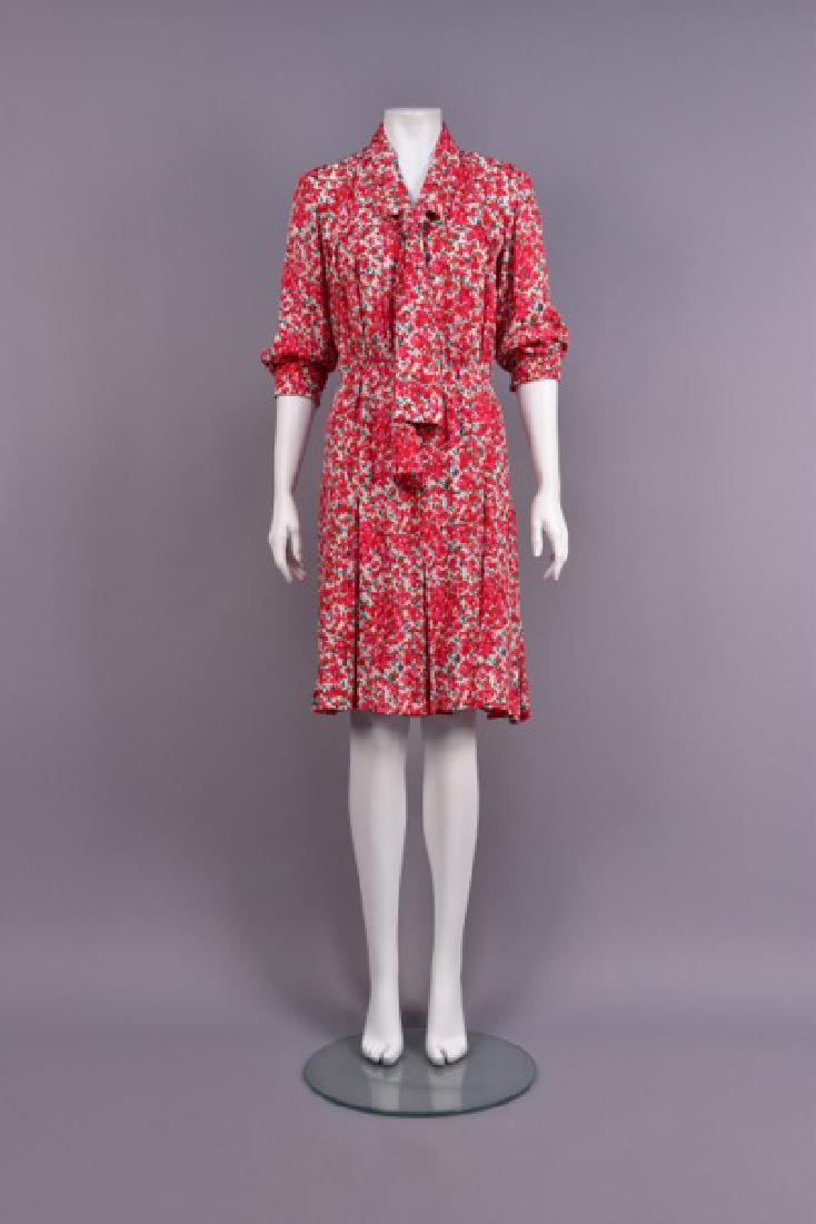 SAINT LAURENT RIVE GAUCHE PRINTED SILK DRESS, 1970s (1 of 4)