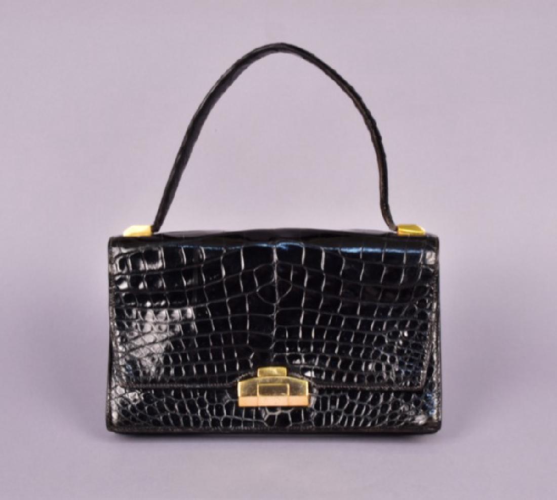 HERMES ALLIGATOR BAG, MID 20th C. (1 of 4)