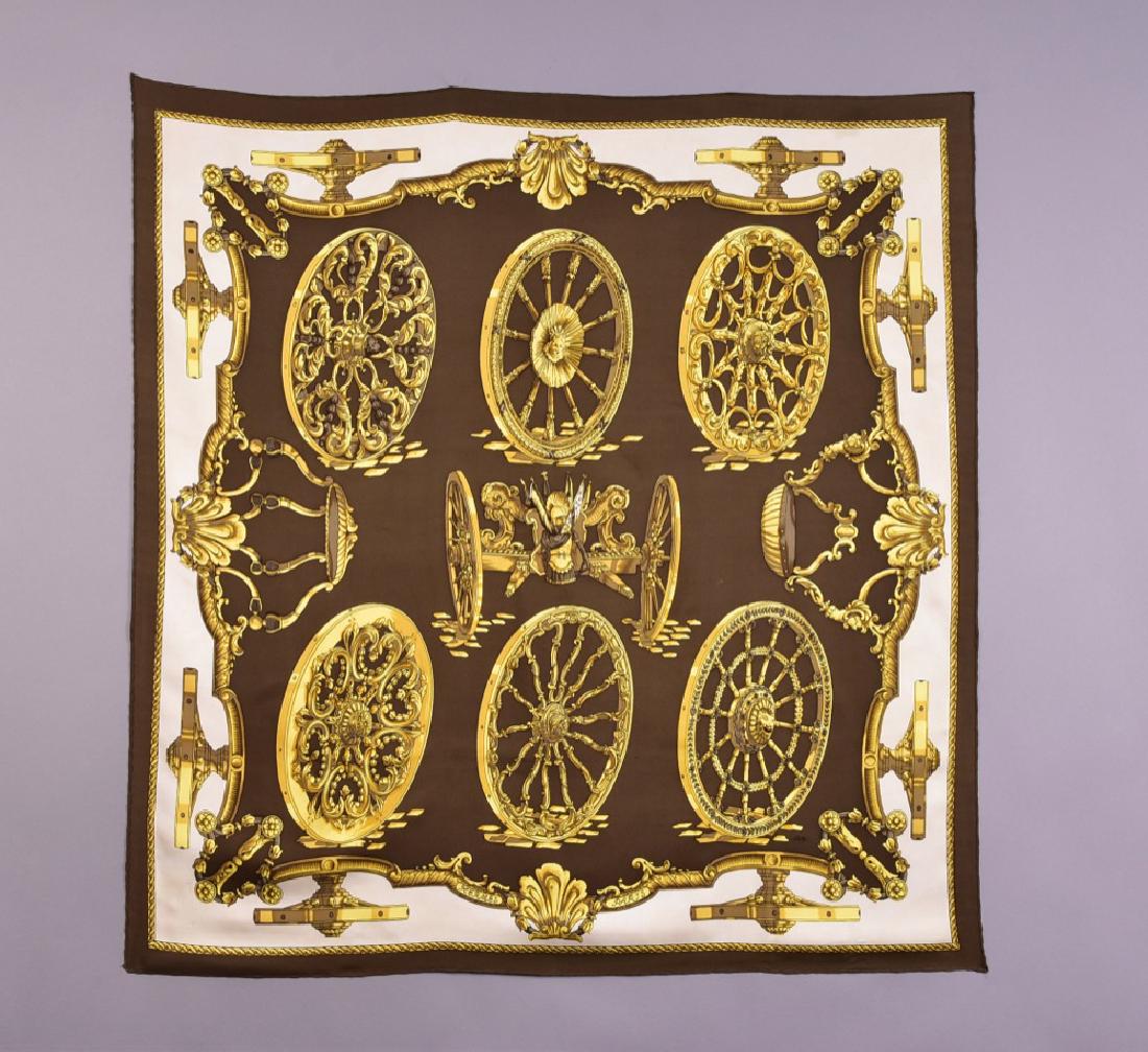 HERMES ROUES de CANON PRINTED SILK SCARF, ISSUED 1967 (1 of 4)