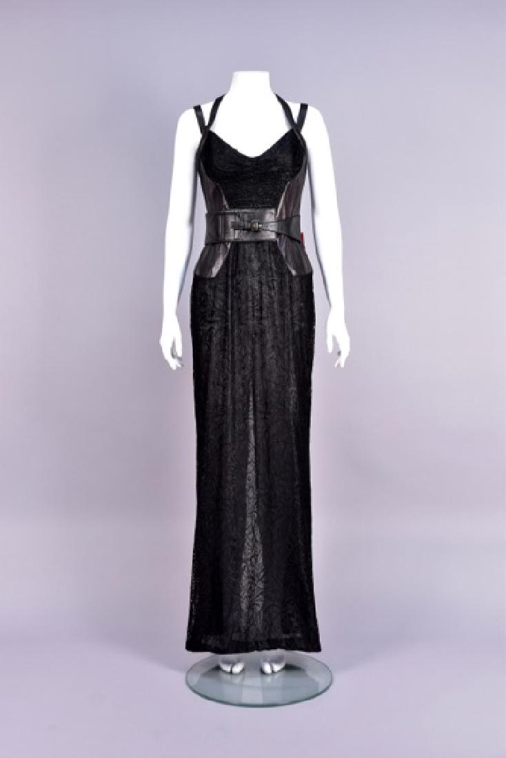 VERSACE DEADSTOCK LEATHER and LACE BONDAGE DRESS, 2001 (1 of 5)