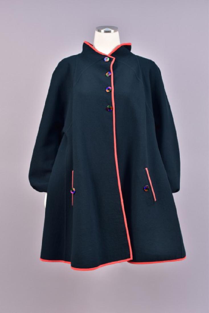 GEOFFREY BEENE WOOL COAT with NOVELTY BUTTONS (1 of 4)