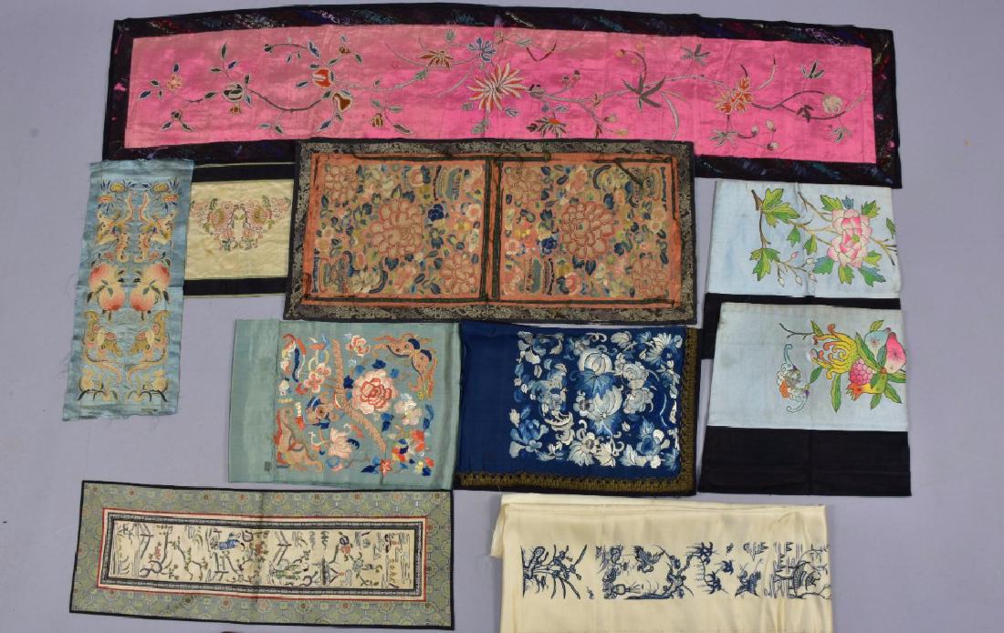 ASSORTED CHINESE EMBROIDERY SAMPLES, 19th - 20th C (1 of 3)