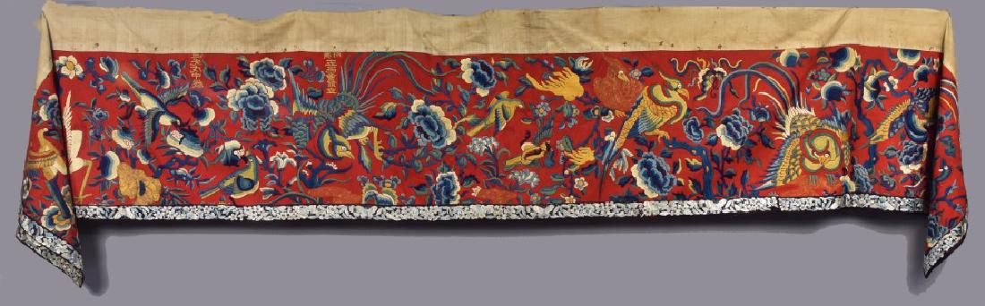 CHINESE EMBROIDERED WOOL PANEL, EARLY 20th C (1 of 5)