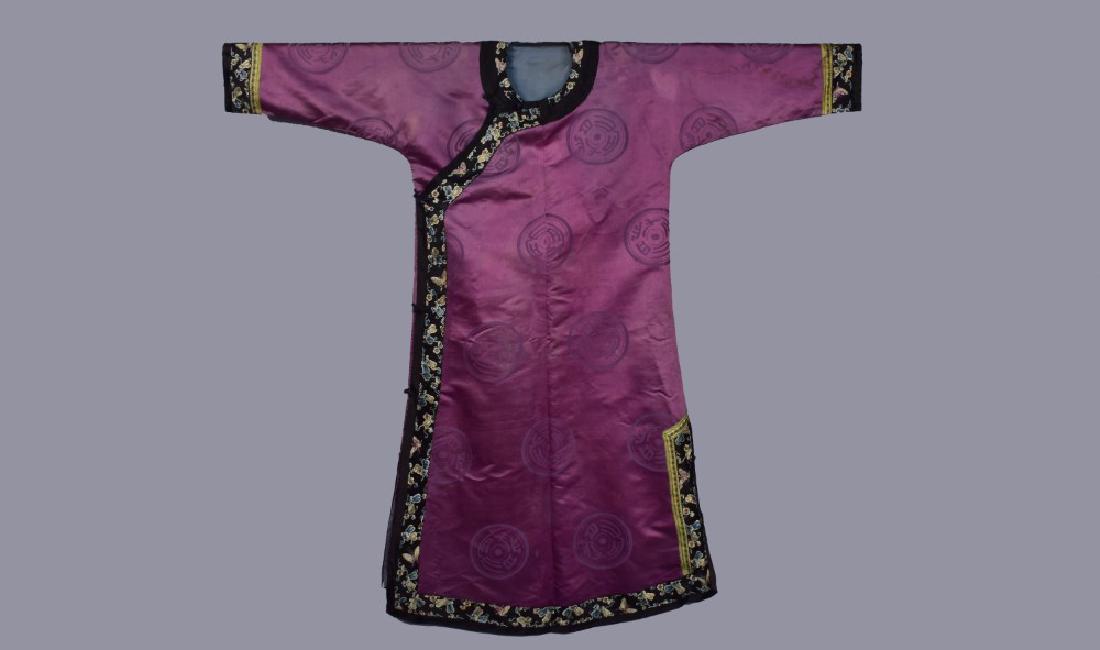 CHINESE SILK ROBE with EMBROIDERED TRIM, EARLY 20th C (1 of 4)