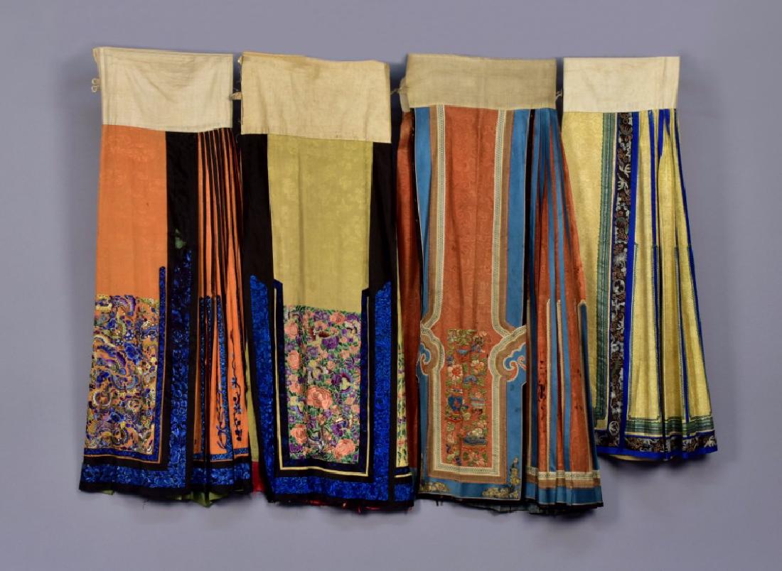 FOUR CHINESE SILK SKIRTS PANELS, EARLY 20th C (1 of 7)