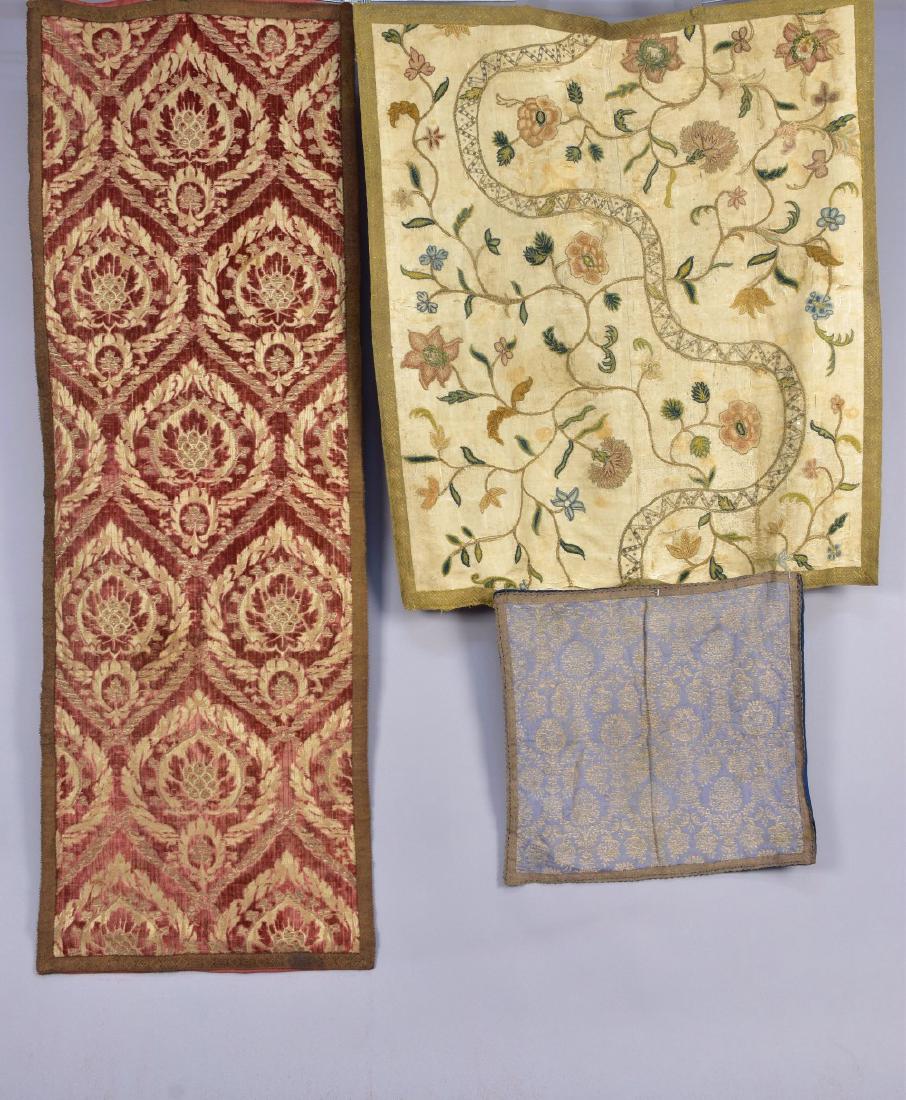 THREE EARLY FABRIC SAMPLES, 17th - 18th C (1 of 4)