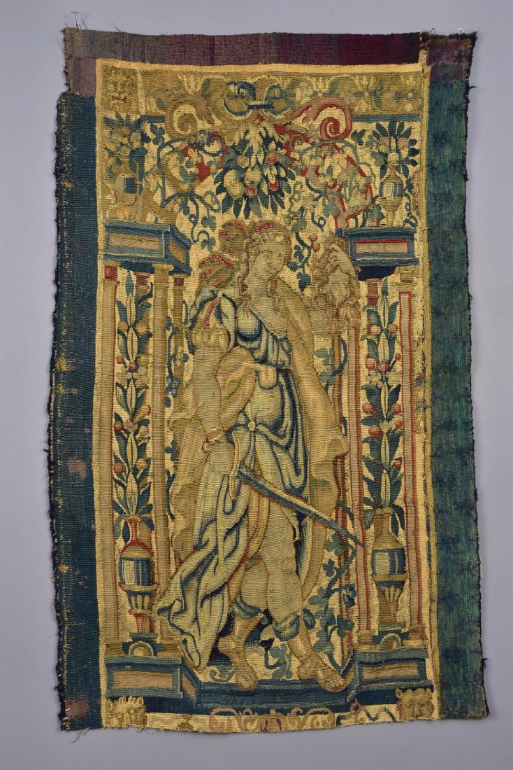 AUBUSSON TAPESTRY FRAGMENT, 18th C (1 of 2)
