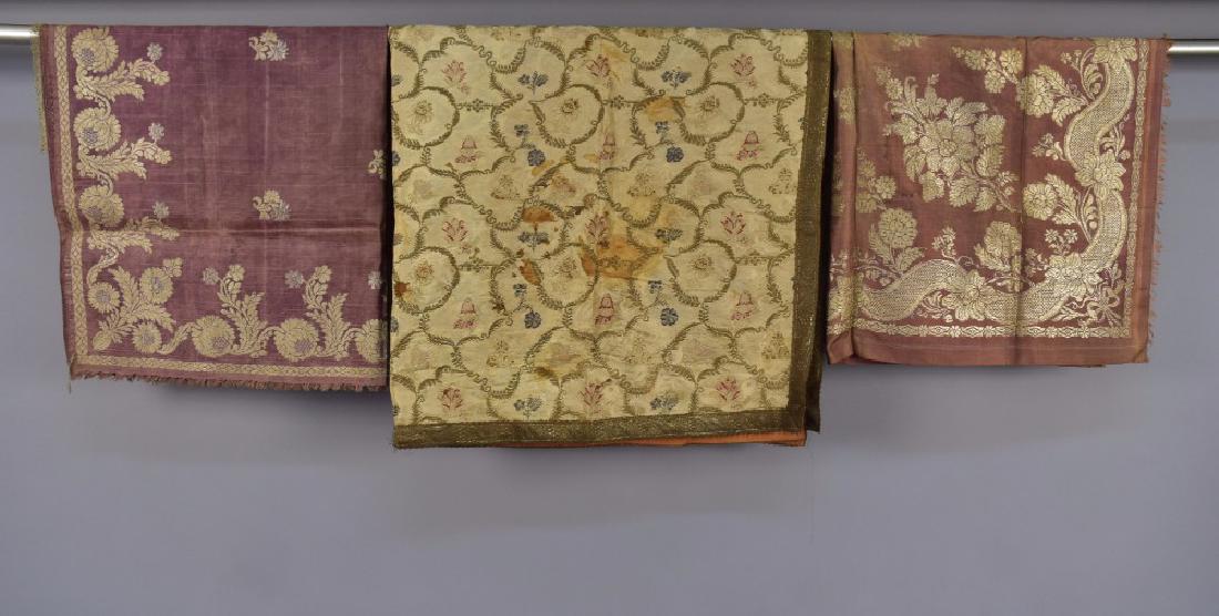 FIVE RUSSIAN BROCADE SQUARES, 18th C (1 of 2)