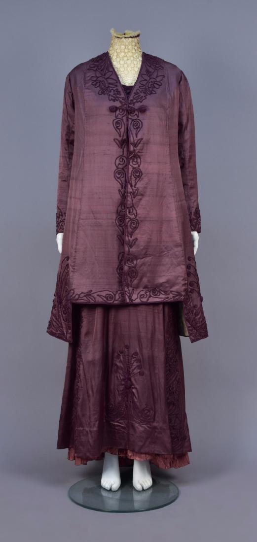 SILK AFTERNOON ENSEMBLE with SOUTACHE, EARLY 20th C (1 of 7)