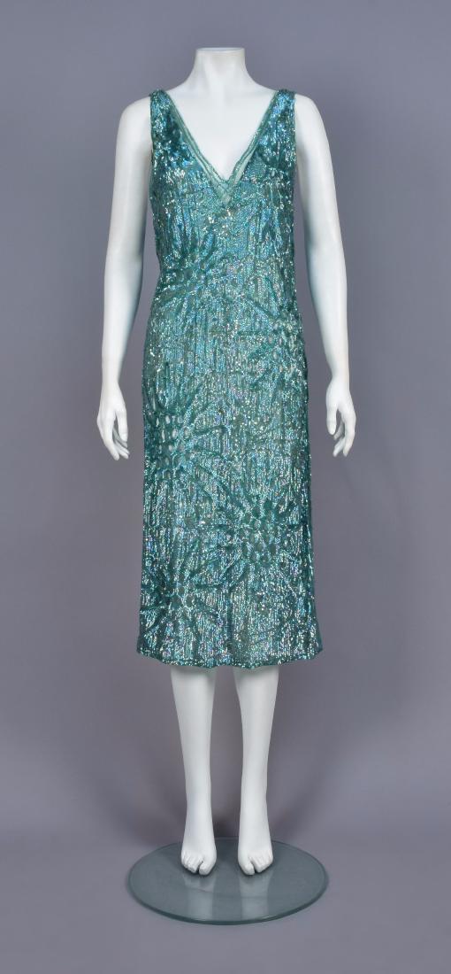 GREEN SEQUINED TULLE DRESS, 1920s (1 of 5)