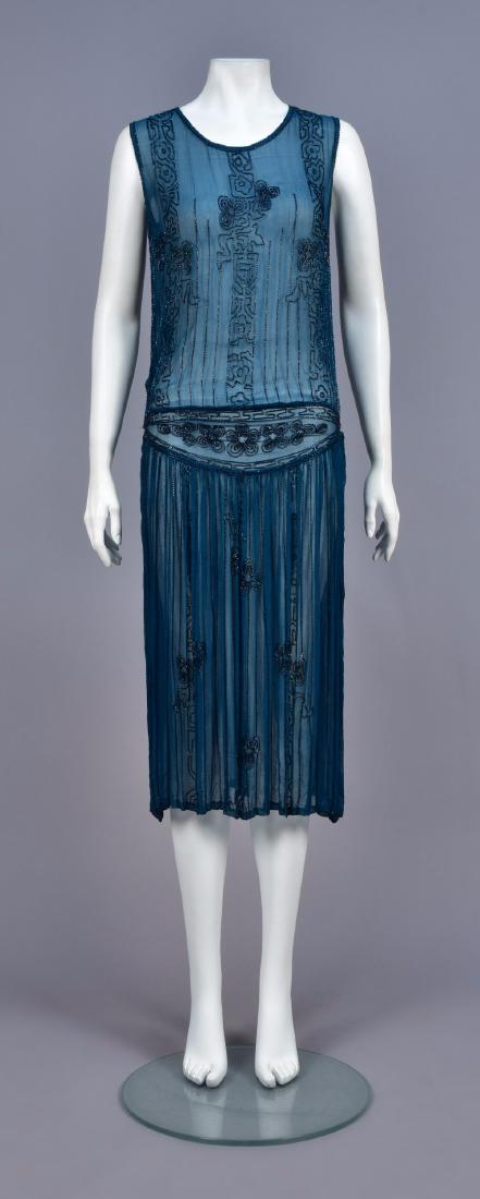TEAL BLUE BEADED DRESS, 1920s (1 of 4)