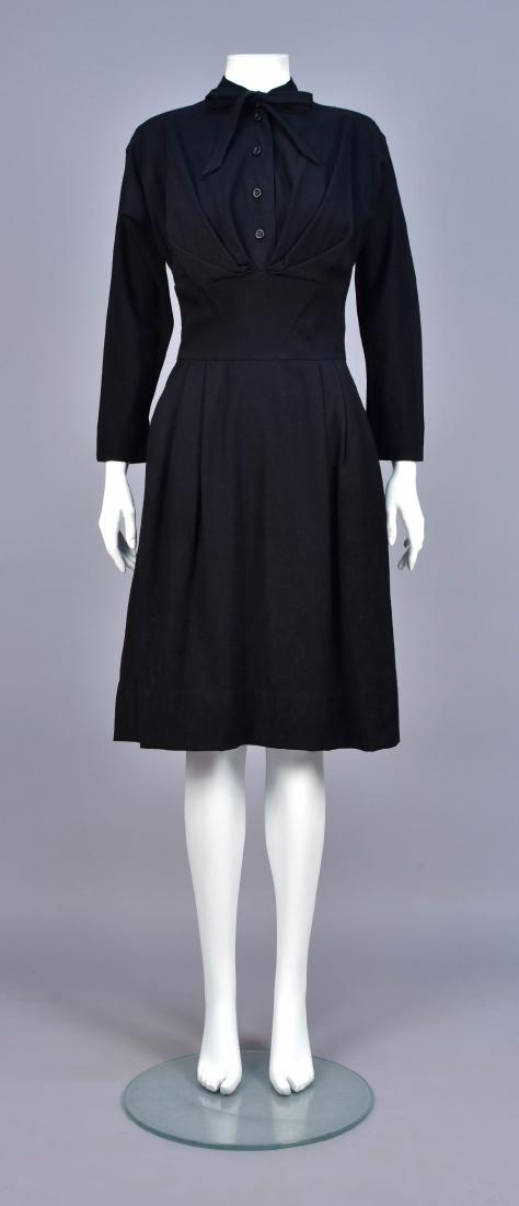 CLAIRE McCARDELL BLACK WOOL DRESS, 1950s (1 of 4)