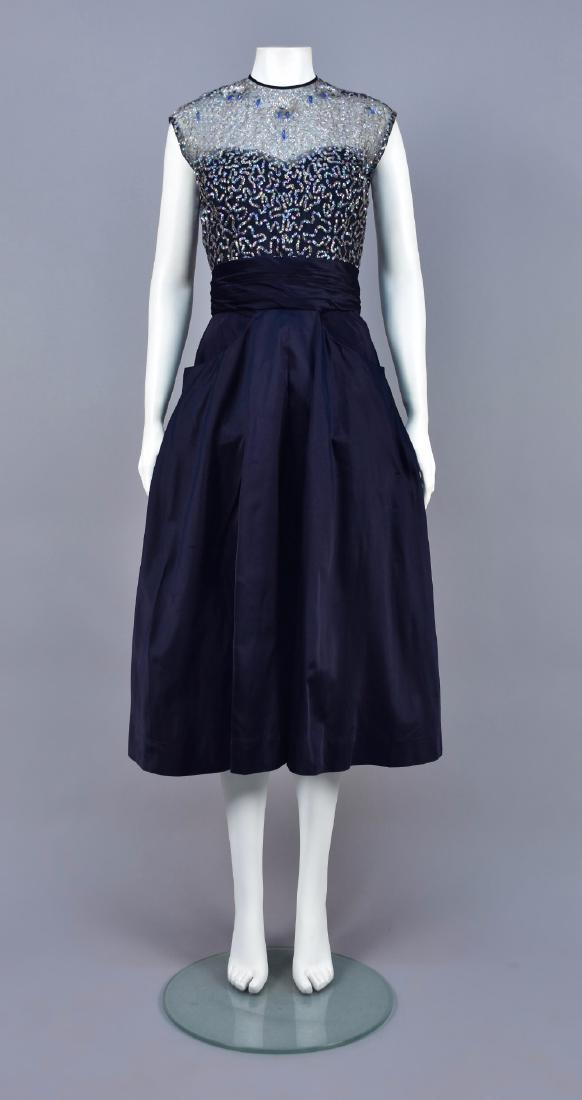 HERBERT SONDHEIM SEQUINED SATIN COCKTAIL DRESS, 1940s (1 of 4)