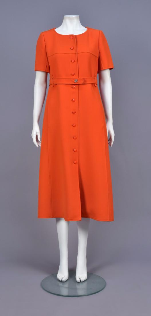 COURREGES ORANGE WOOL MIDI COATDRESS, c. 1970 (1 of 5)