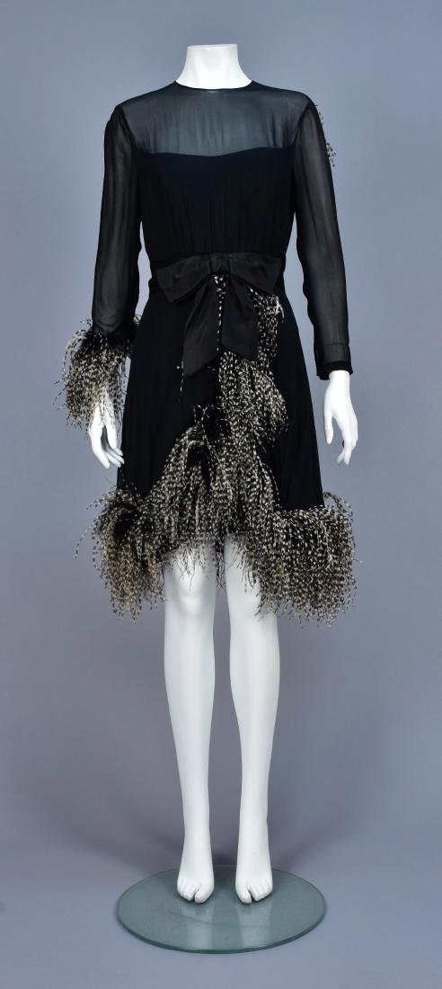 SARMI FEATHER TRIMMED COCKTAIL DRESS, 1968 - 1969 (1 of 5)