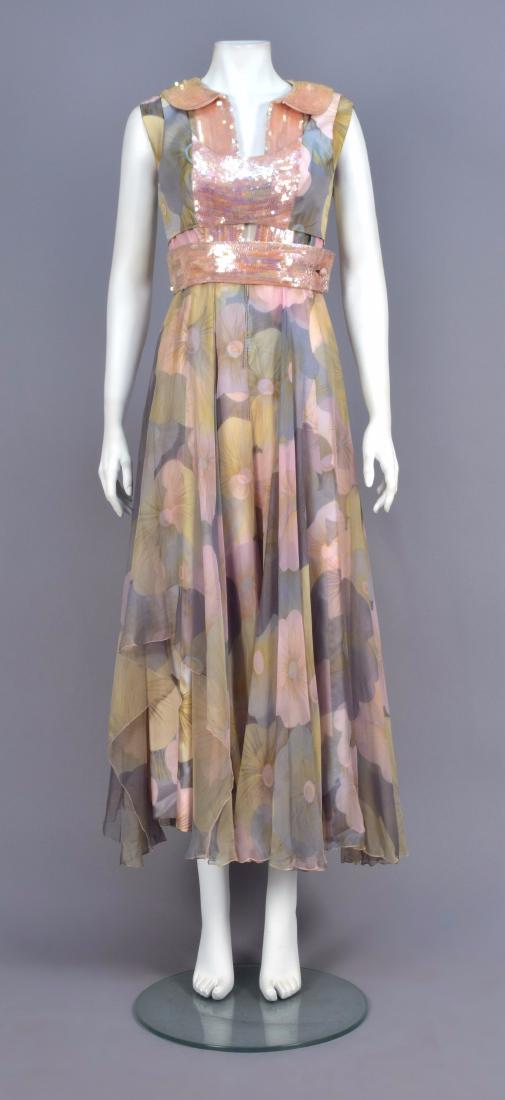 GEORGE HALLE 2-PIECE SEQUINED SILK EVENING DRESS, 1960s (1 of 4)