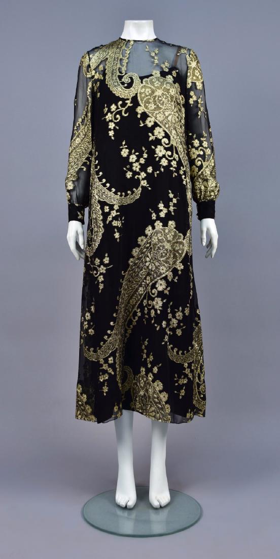 MOLLY PARNIS METALLIC BROCADE EVENING DRESS, 1970s (1 of 5)