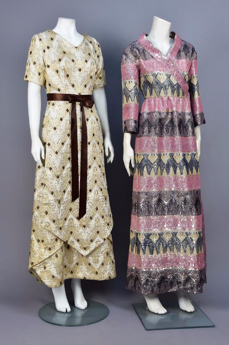 TWO METALLIC BROCADE MAXI DRESSES, c. 1970 (1 of 3)