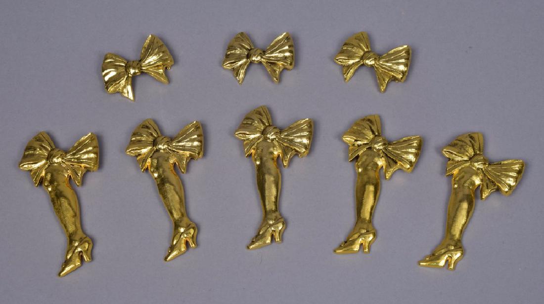 EIGHT PATRICK KELLY GOLD METAL BROOCHES, 1980s (1 of 2)