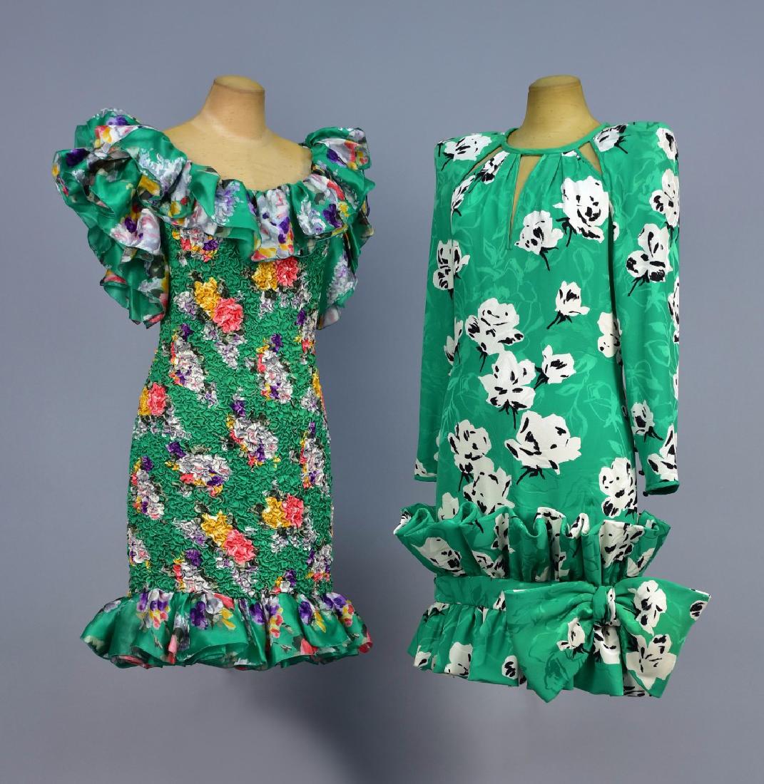 TWO ANDREA ODICINI SILK COCKTAIL DRESSES, 1980s (1 of 3)