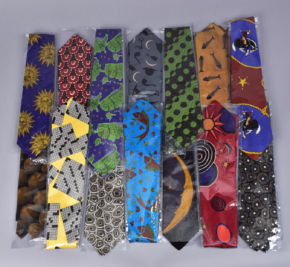 FOURTEEN DEADSTOCK BUB NOVELTY PRINT SILK TIES, c. 1994 (1 of 2)