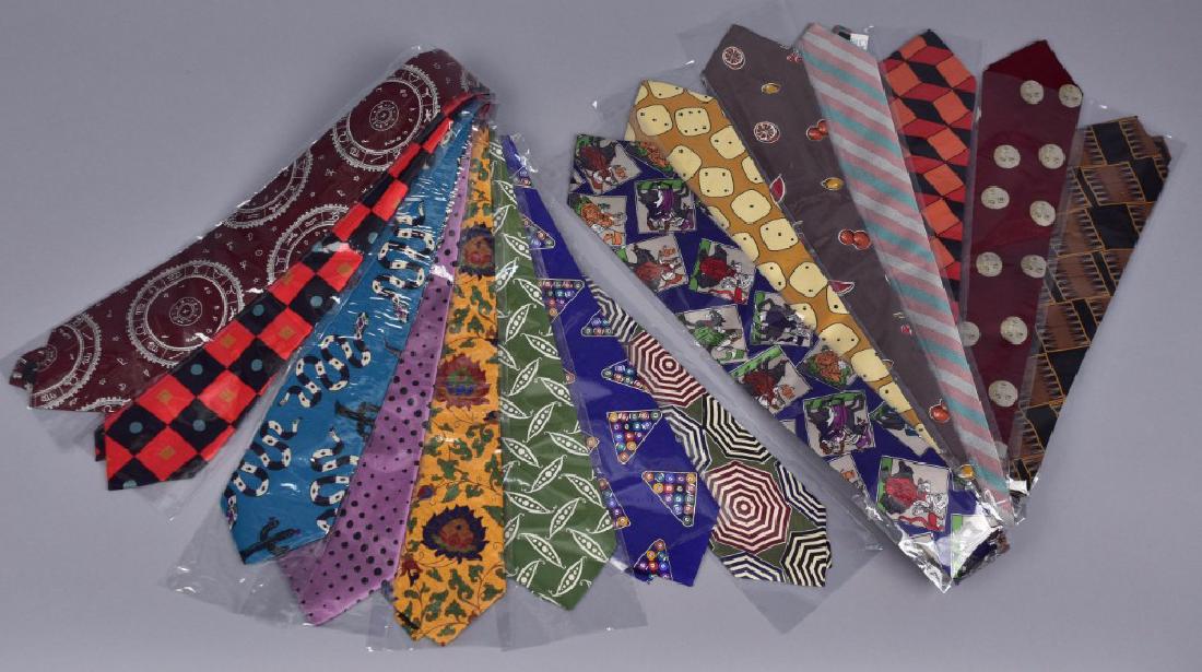 FIFTEEN DEADSTOCK BUB NOVELTY PRINT SILK TIES, c. 1994 (1 of 2)