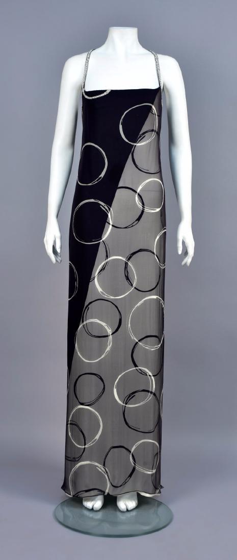 BOB MACKIE PRINTED SILK CHIFFON EVENING GOWN (1 of 4)