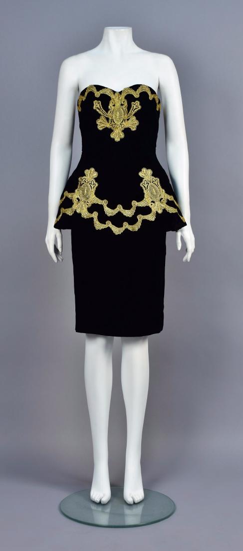 VICTOR COSTA STRAPLESS COCKTAIL DRESS with METALLIC (1 of 4)