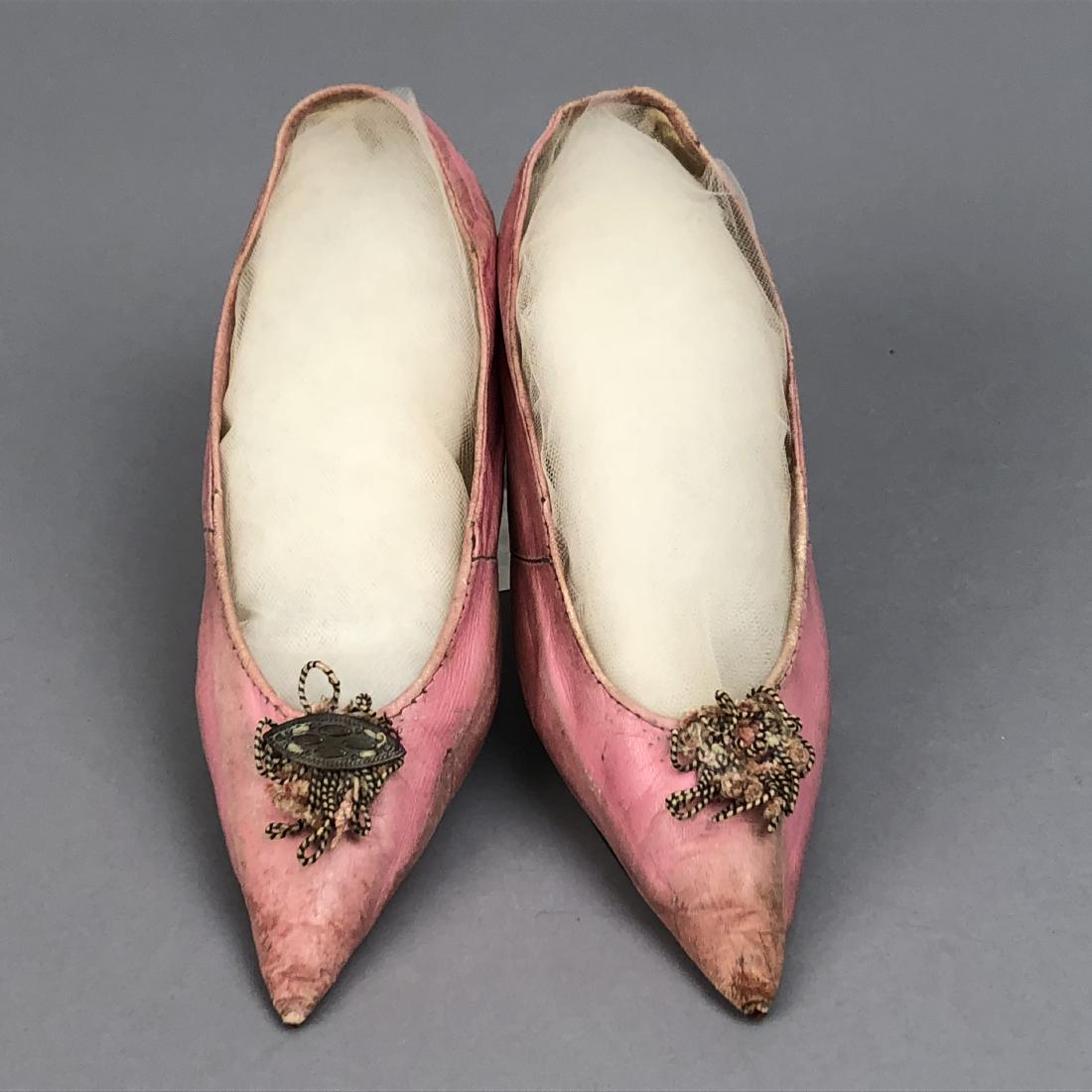 PINK KID SHOES with CORD DECORATION, LATE 1790s (1 of 5)