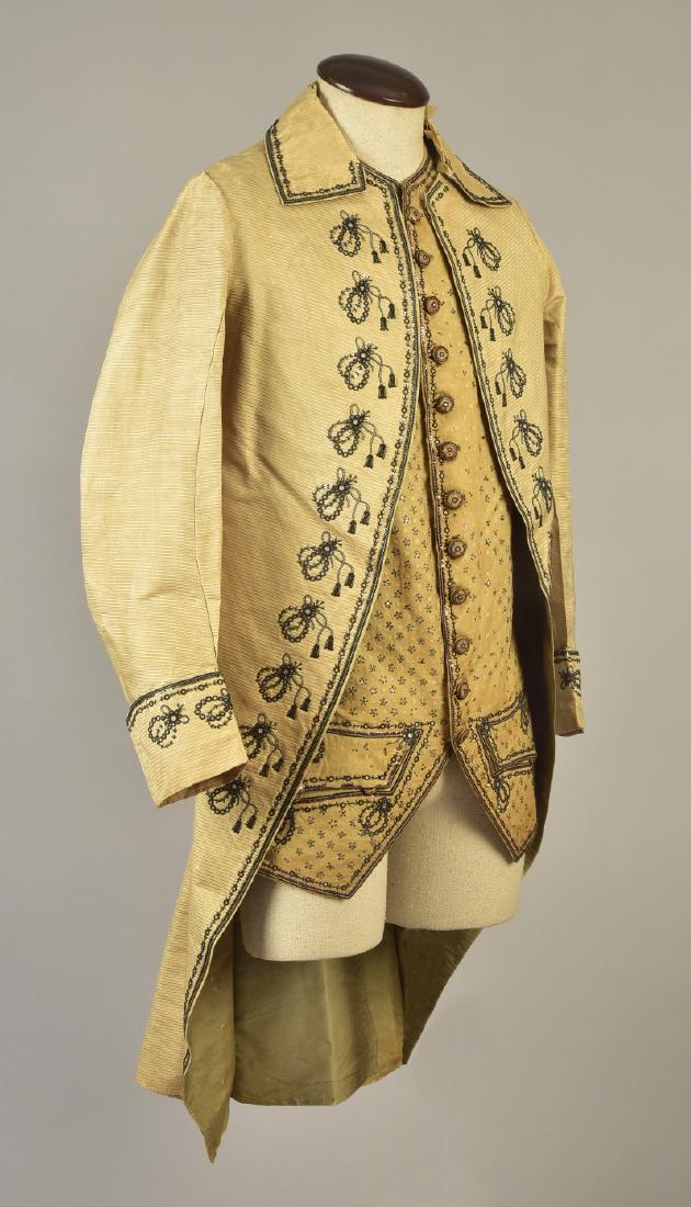 GENTLEMAN'S EMBROIDERED COAT and WAISTCOAT, 1780s
