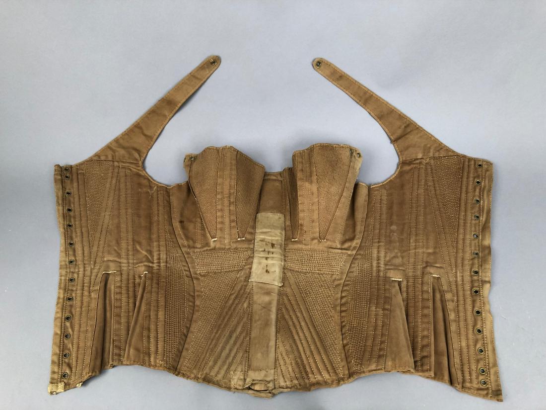 BROWN COTTON SATEEN CORSET, c. 1835 (1 of 8)