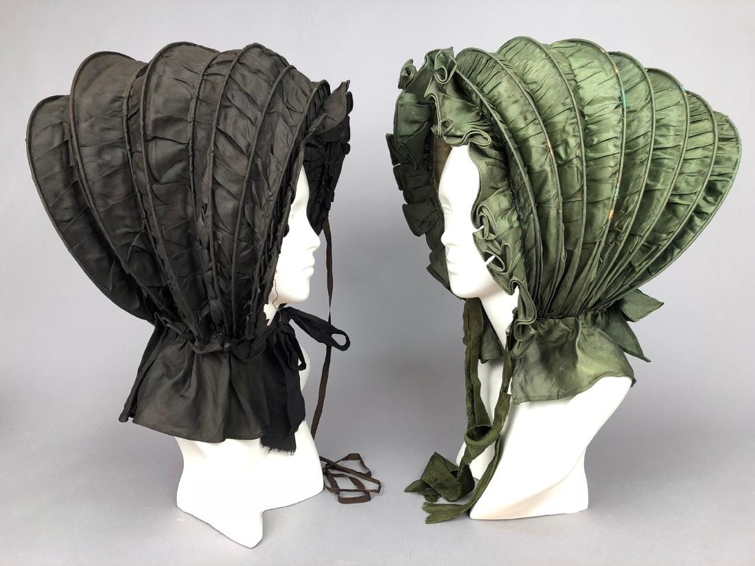 TWO COLLAPSIBLE SILK CALASHES, 1830s (1 of 8)
