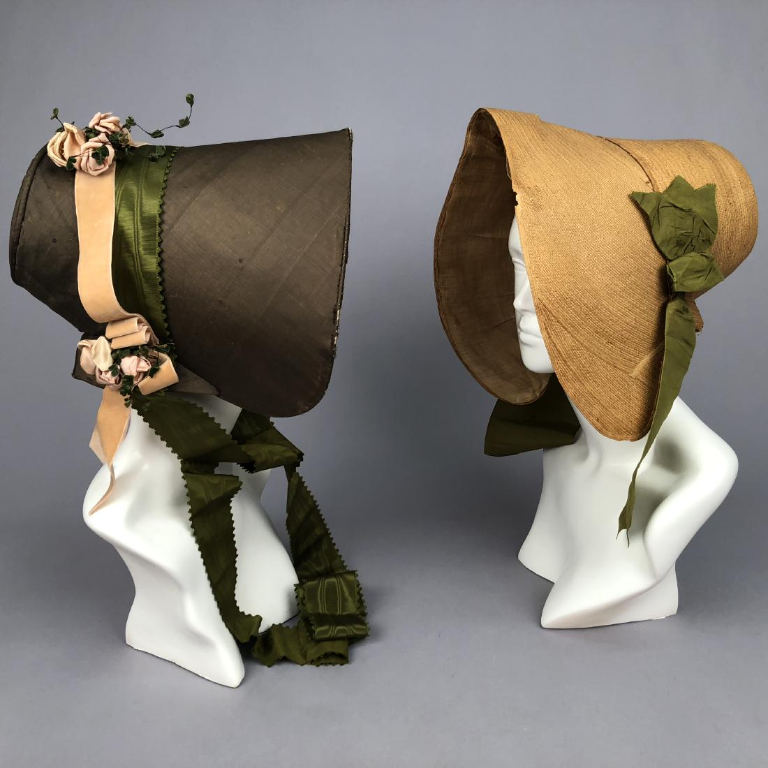 TWO BONNETS with RIBBON TRIM, 1830s (1 of 8)
