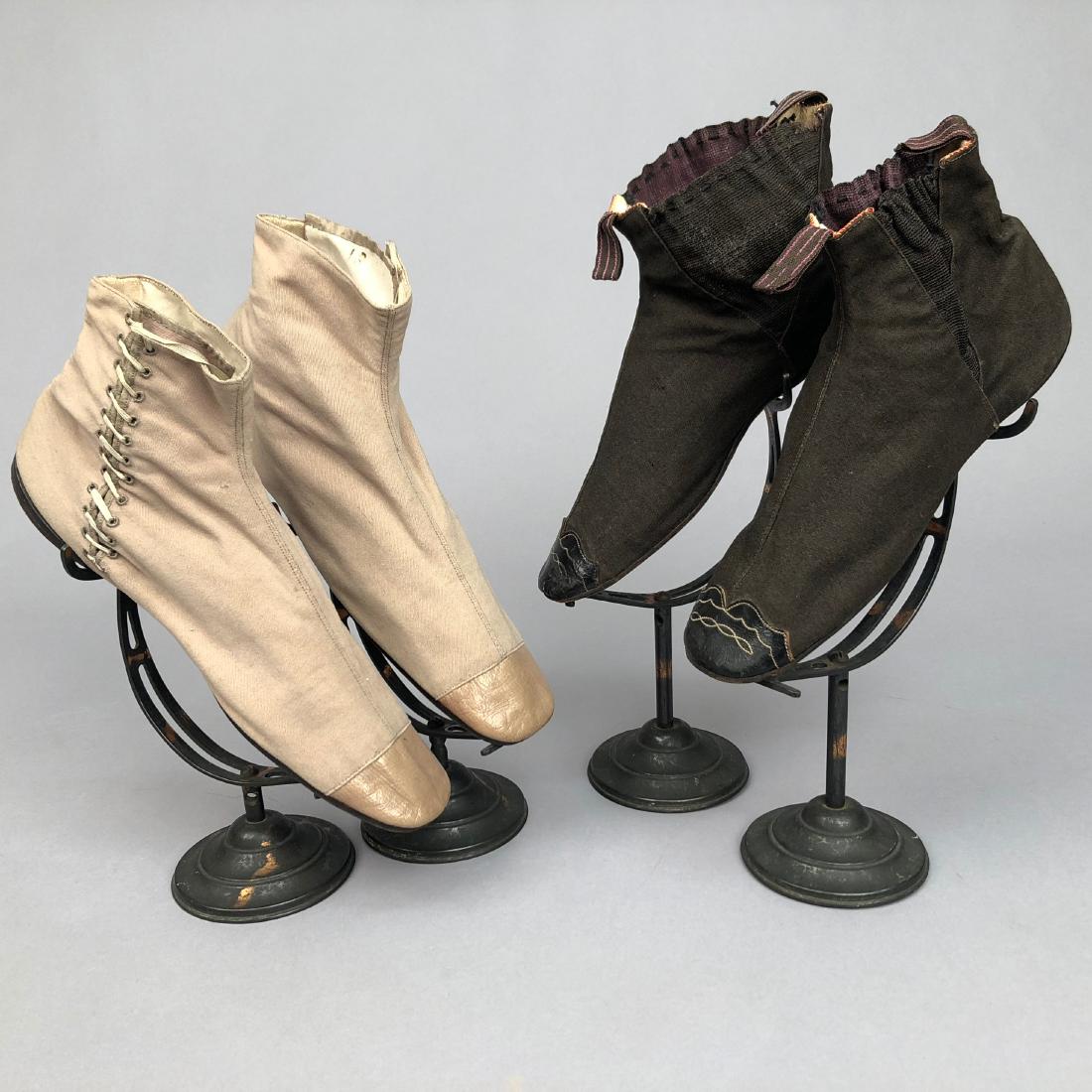 TWO PAIR WOOL BOOTS with LEATHER CAP TOE, 1830s (1 of 3)