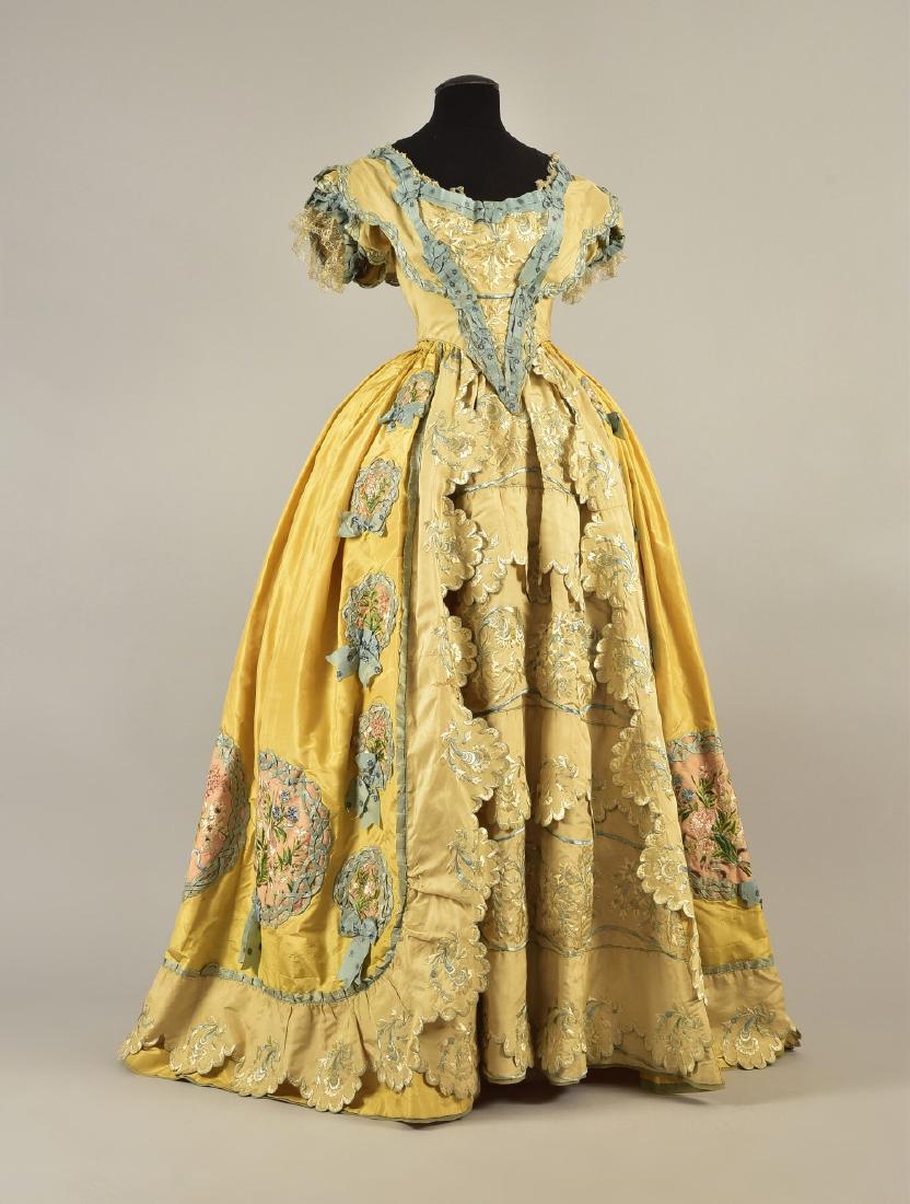 TRAINED SILK BALLGOWN, attributed to JULIA GARDINER, c. (1 of 5)