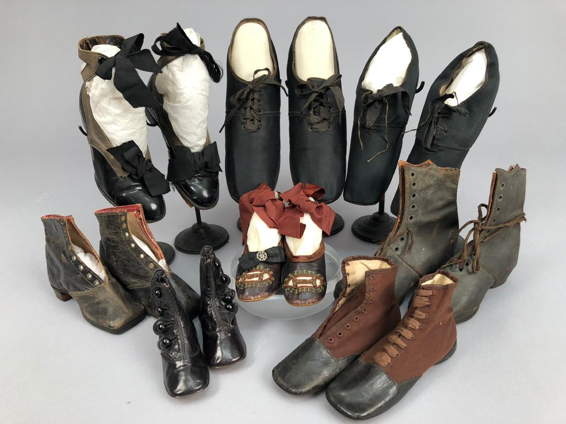 EIGHT PAIR CHILDREN'S SHOES, 1840s - 1910 (1 of 3)