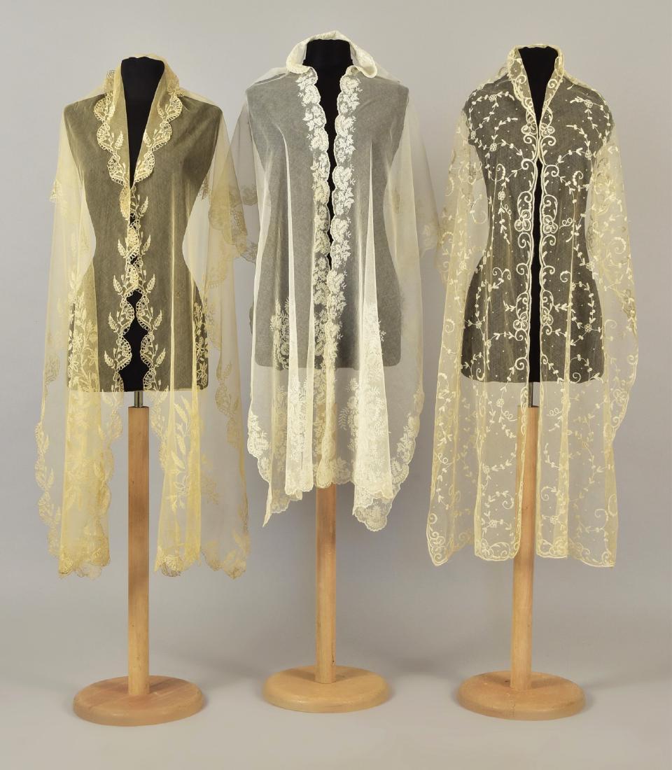 THREE EMBROIDERED NET STOLES, 1800 - 1830 (1 of 4)