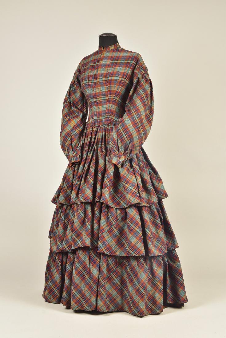 AMERICAN PLAID WOOL DRESS, 1850 (1 of 5)