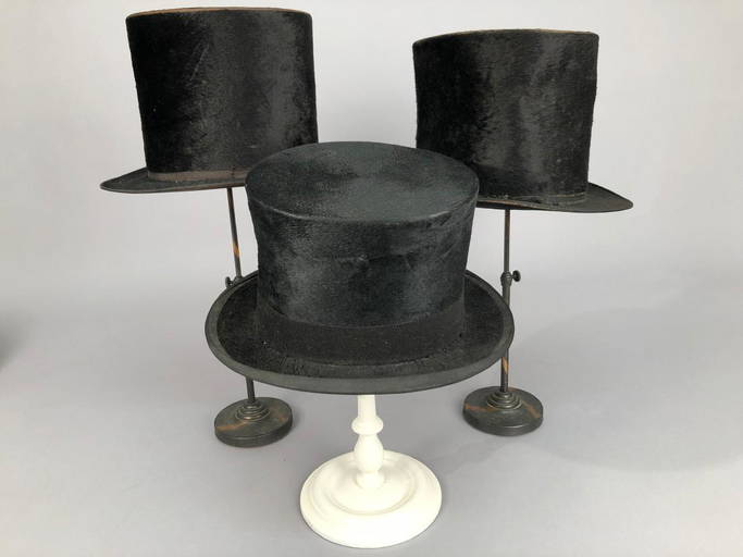 Three Black Beaver Top Hats, 1840s 1890s