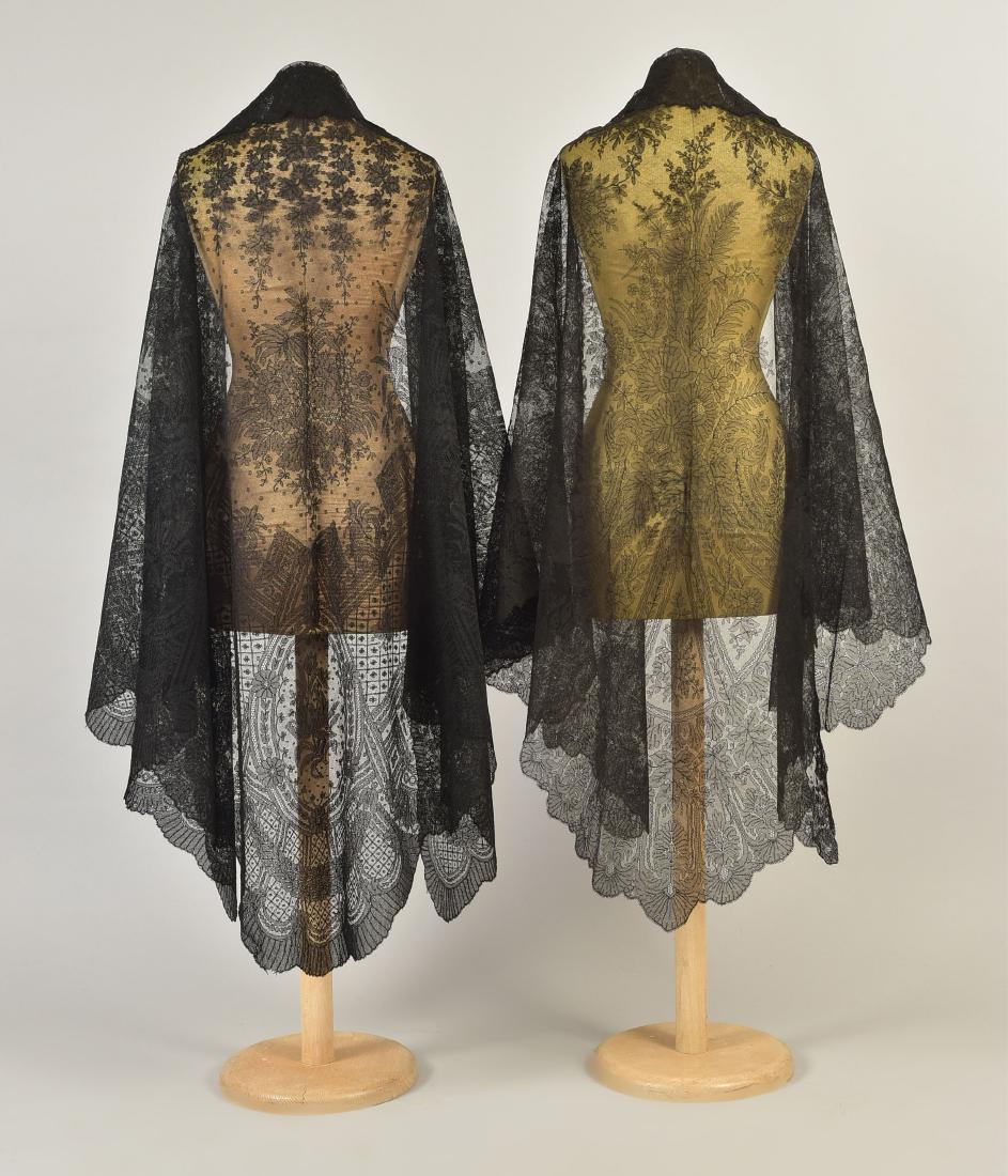 TWO CHANTILLY LACE SHAWLS, 1860s (1 of 6)