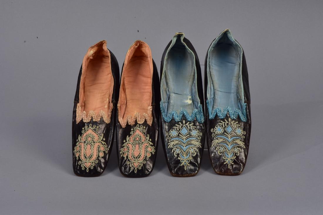 TWO PAIR FRENCH CHAMELEON SHOES, 1860s (1 of 3)