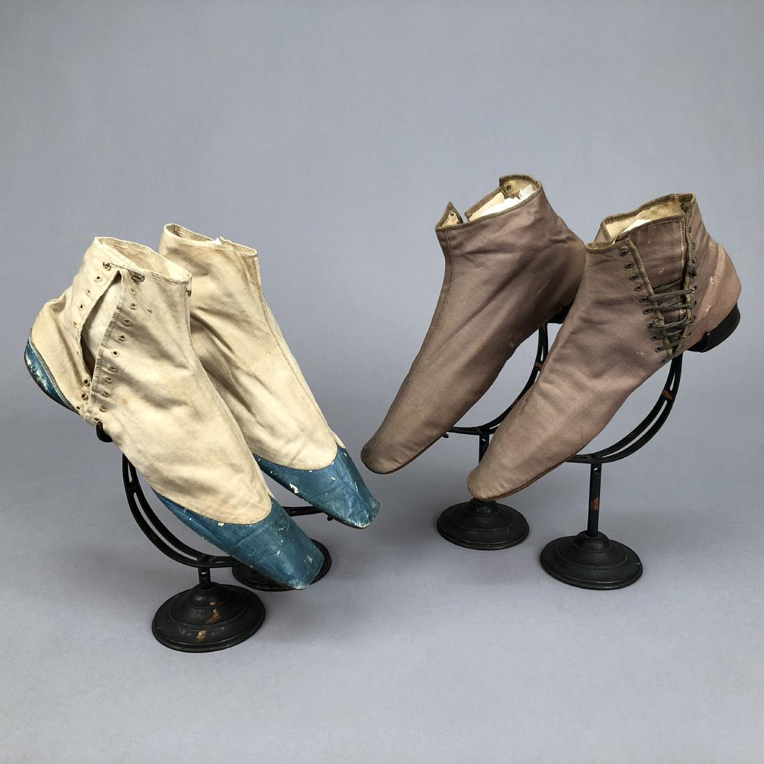 TWO PAIR SIDE-LACING ANKLE BOOTS, 1820s  and MID-19th C (1 of 3)