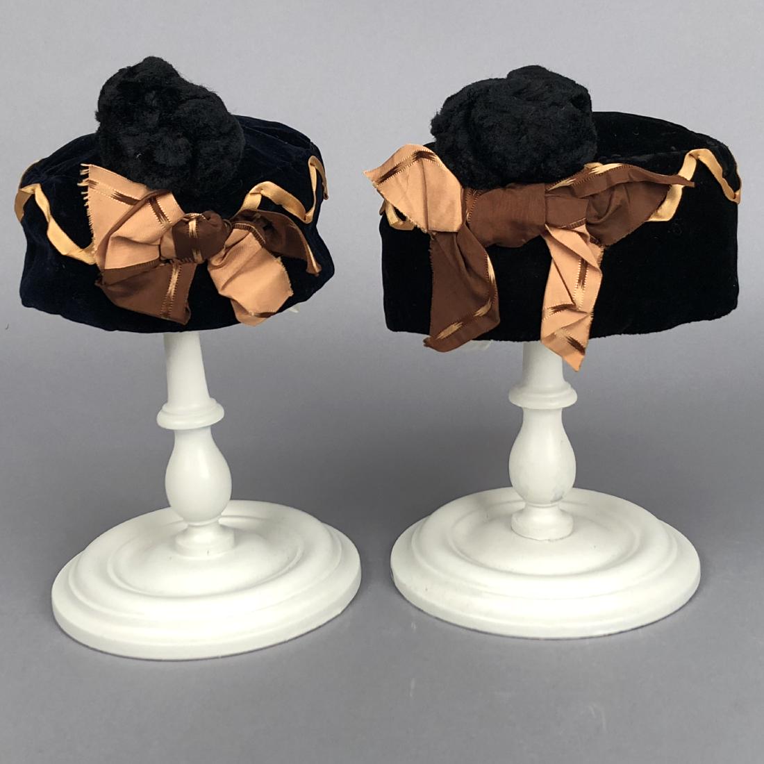 TWO MATCHING CHILDREN'S VELVET HATS, 1860s (1 of 3)