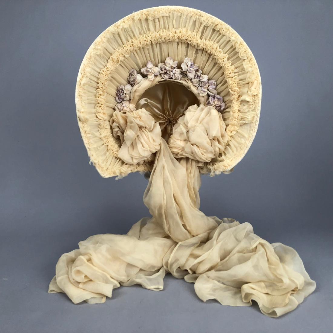 YOUNG LADY'S SATIN COVERED STRAW HAT, c. 1870 (1 of 4)