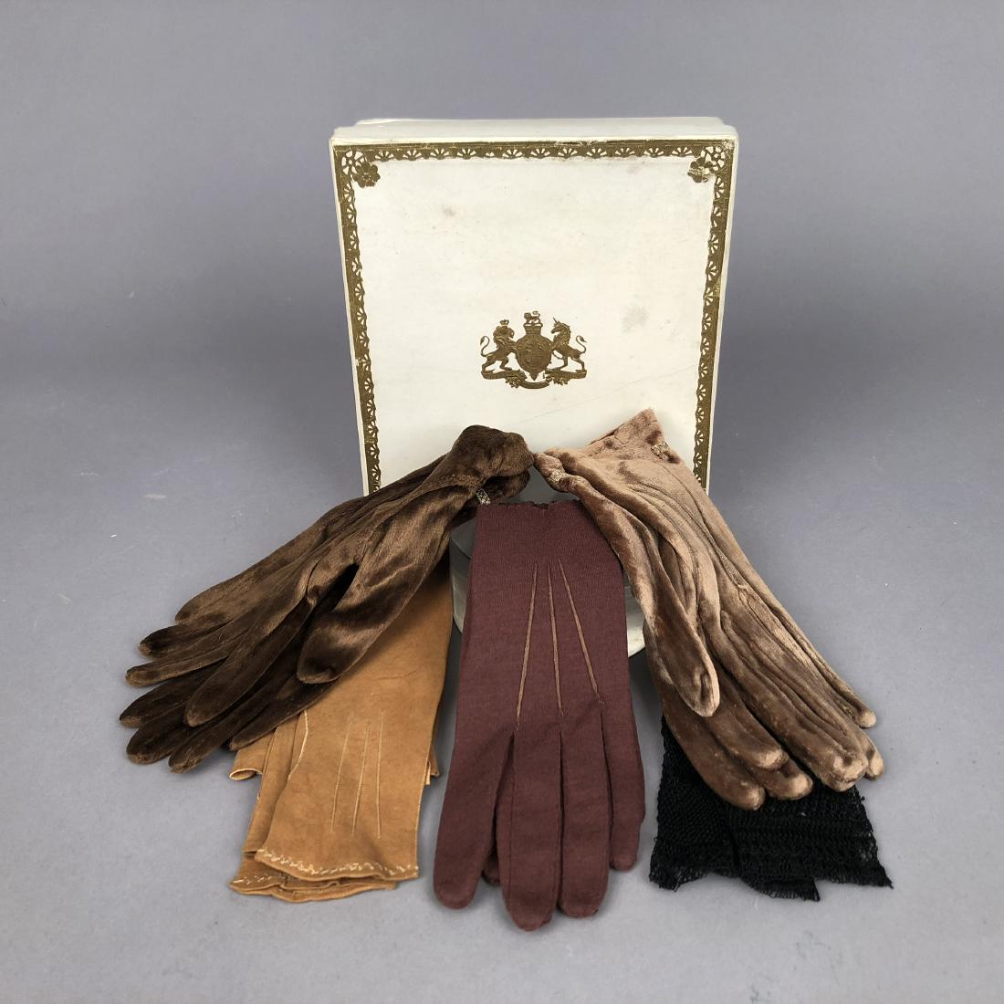 FIVE PAIR GLOVES and BOX with CREST, QUEEN VICTORIA, (1 of 3)