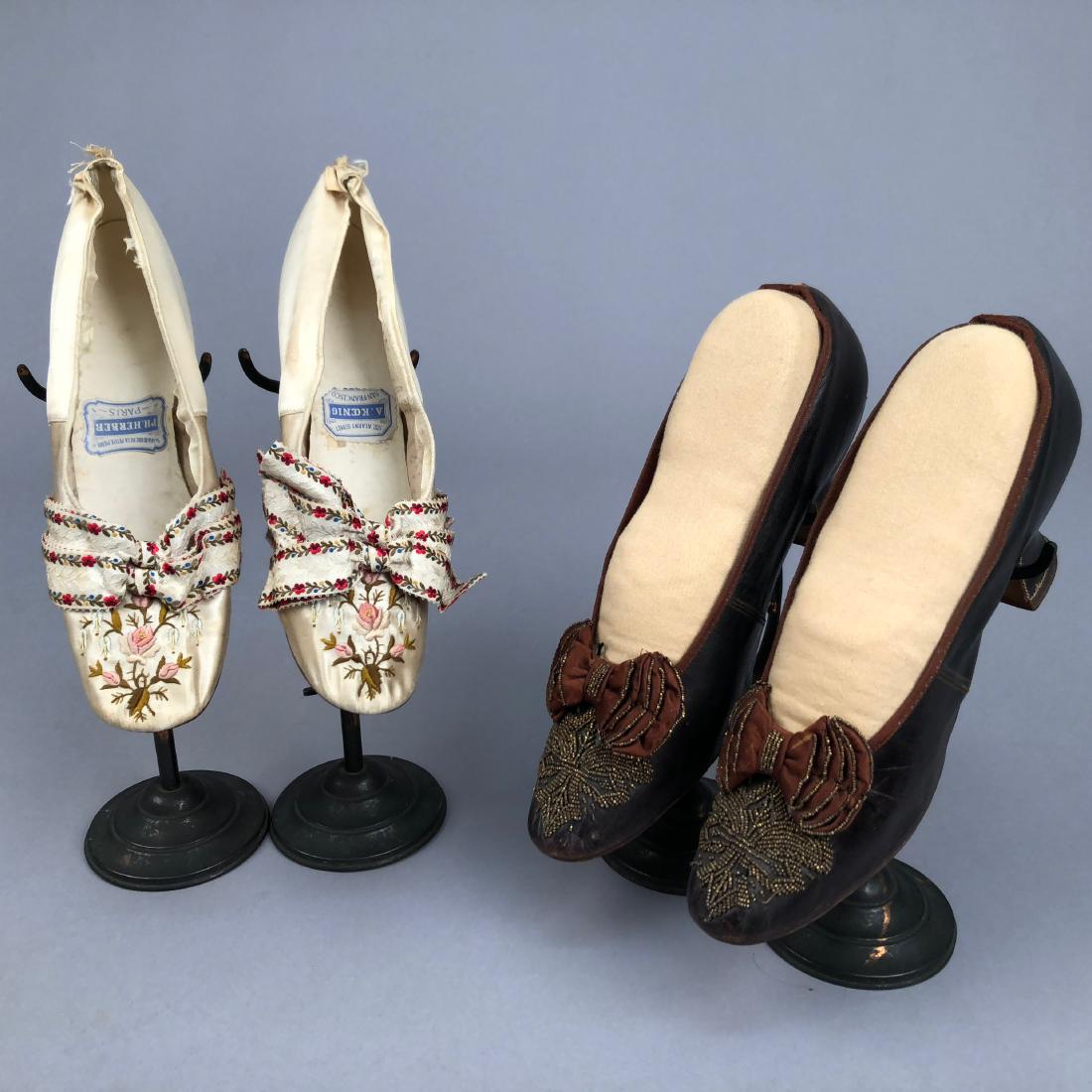 TWO PAIR LADIES' SHOES with LOUIS HEEL, 1870s (1 of 5)