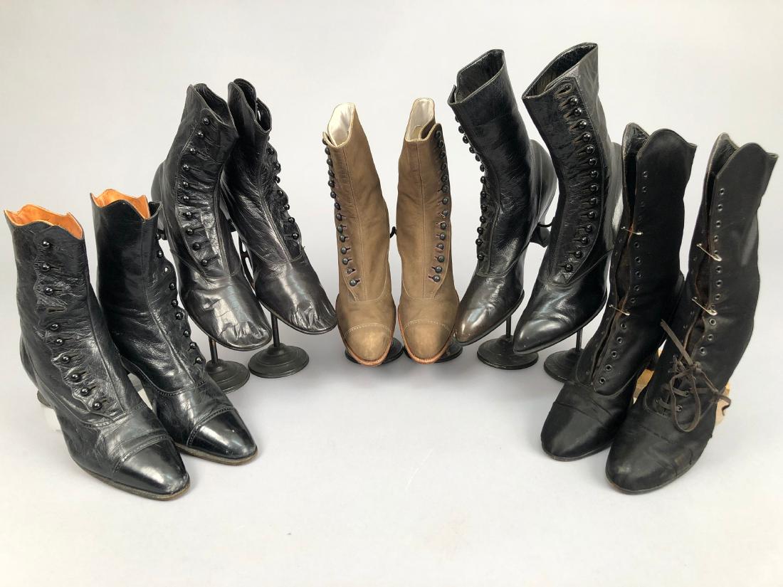 FIVE PAIR LADIES' BOOTS, 1890 - 1910 (1 of 3)